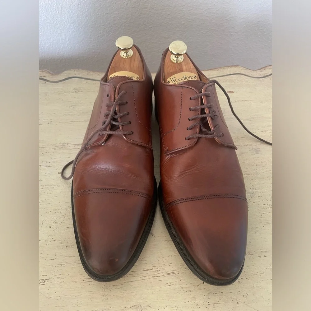 SUITSUPPLY Made in Italy Italian Calf Cap Toe Oxford Shoes in Brown Size 10 $349